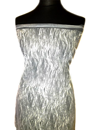 Egyirányba elasztikus glitteres tüll - SILVER